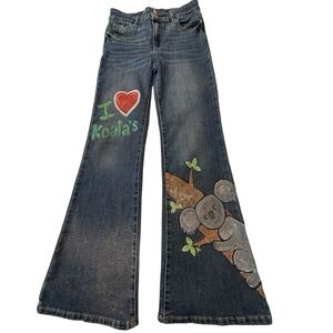 Jordache Girl’s Blue Jeans with Handpainted Koala Designs